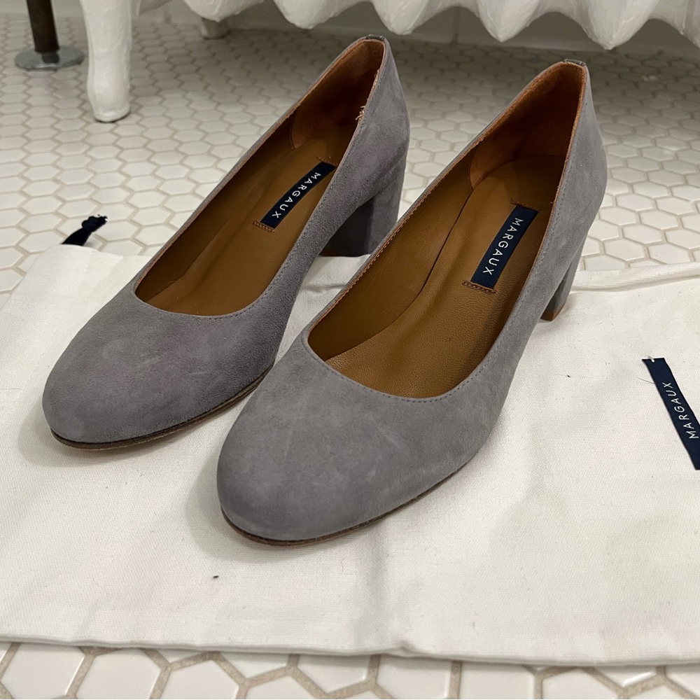 Margaux “The Heel” 37M steel suede